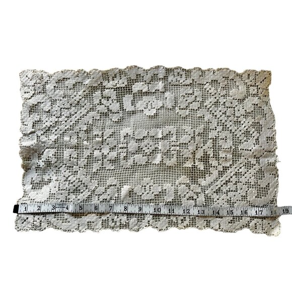 Antique Filet Bosa Lace Placemats Set Of 2 From Sardinia Italy - Picture 7 of 10